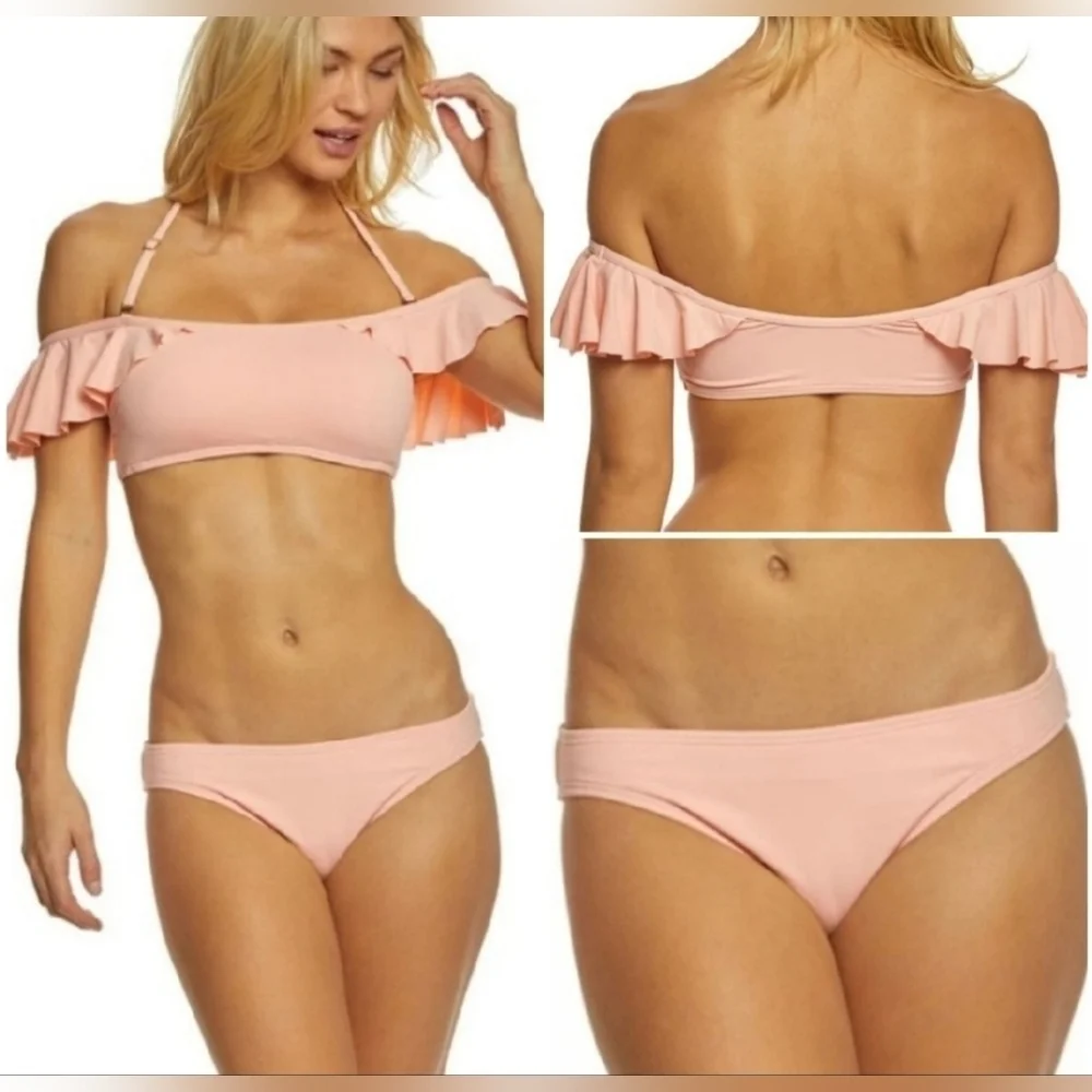 Vince Camuto Off The Shoulder Ruffle Bandeau Top & Hipster Bottom 2 Piece Set